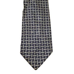 Ermenegildo Zegna Men Neck Tie Made in Italy 65% Silk 35% Viscose Black Silver